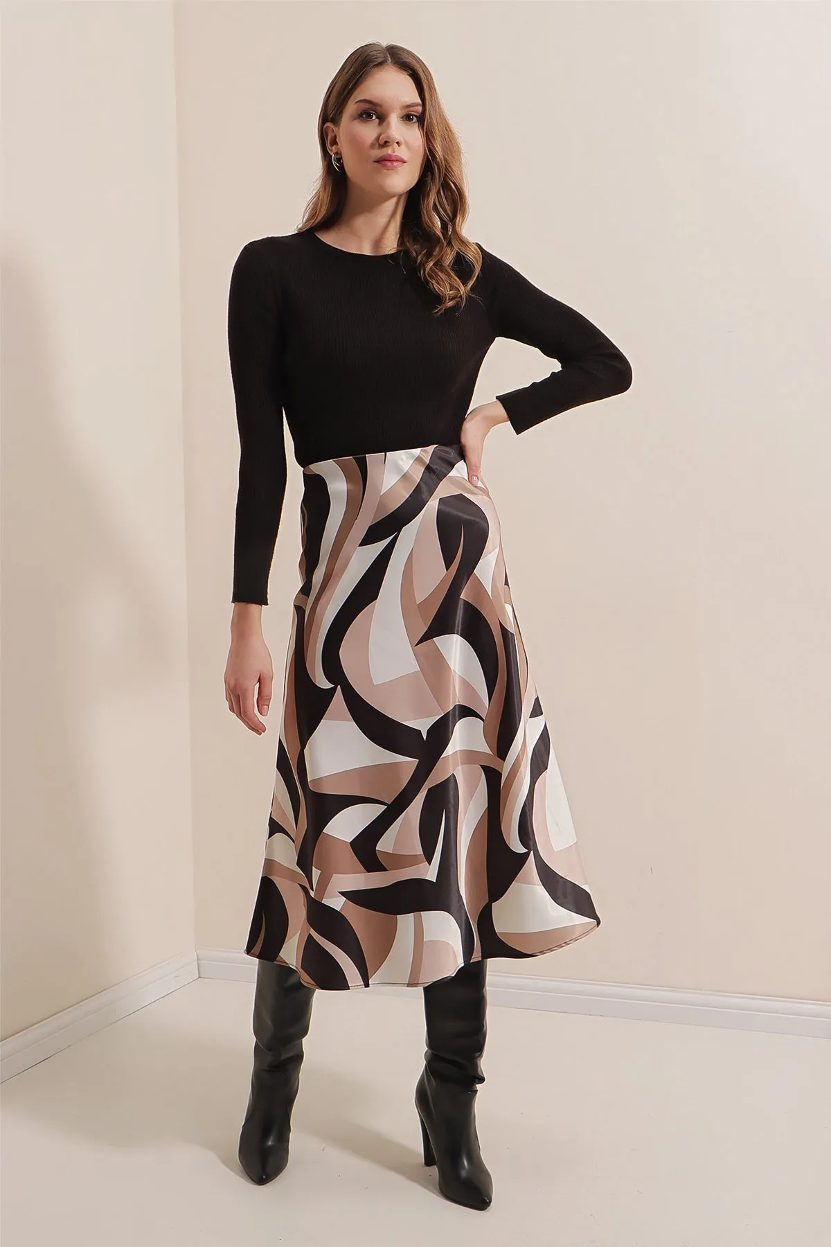 BGD Women Satin Skirt - Beige - Tamiami