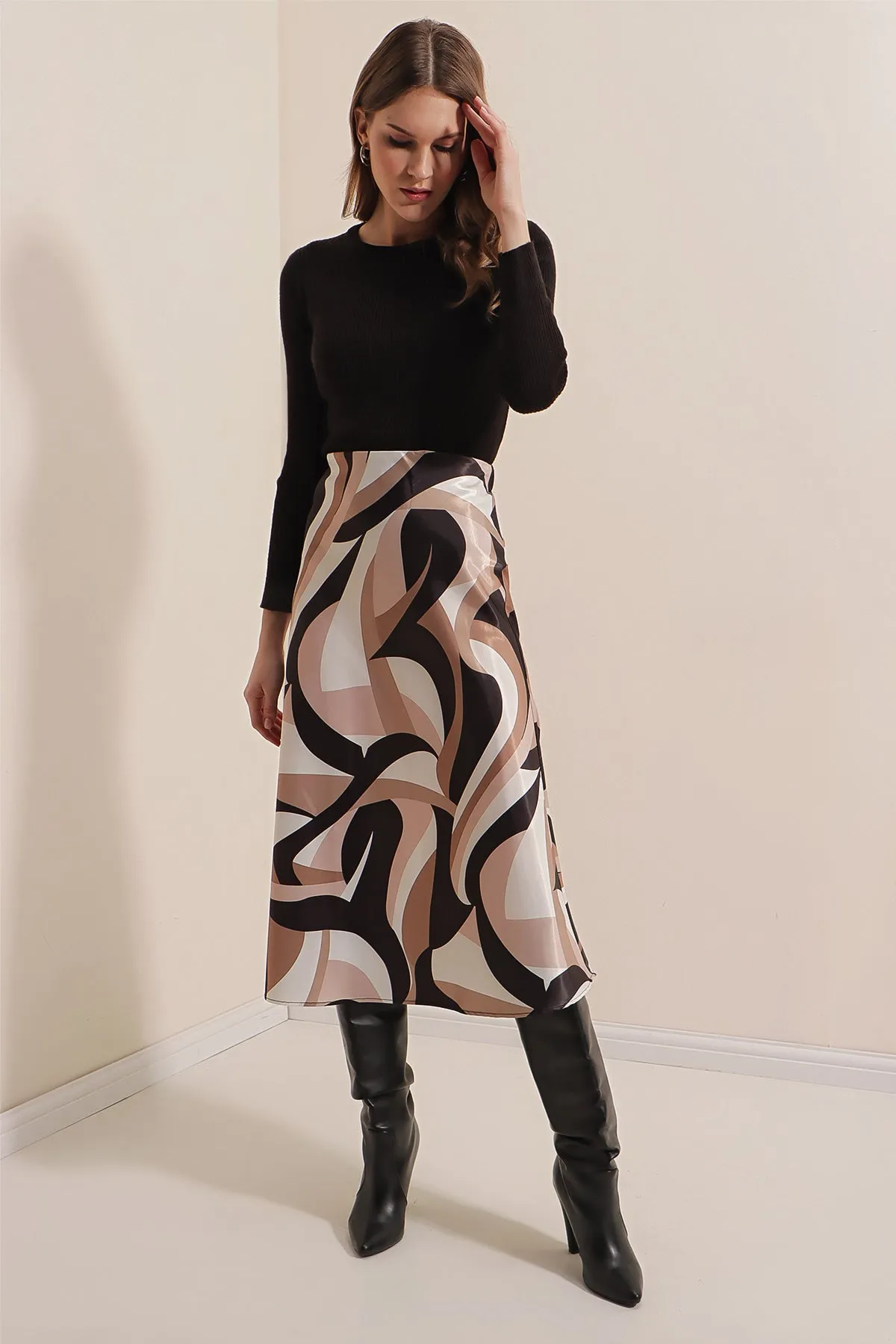 BGD Women Satin Skirt - Beige - Tamiami