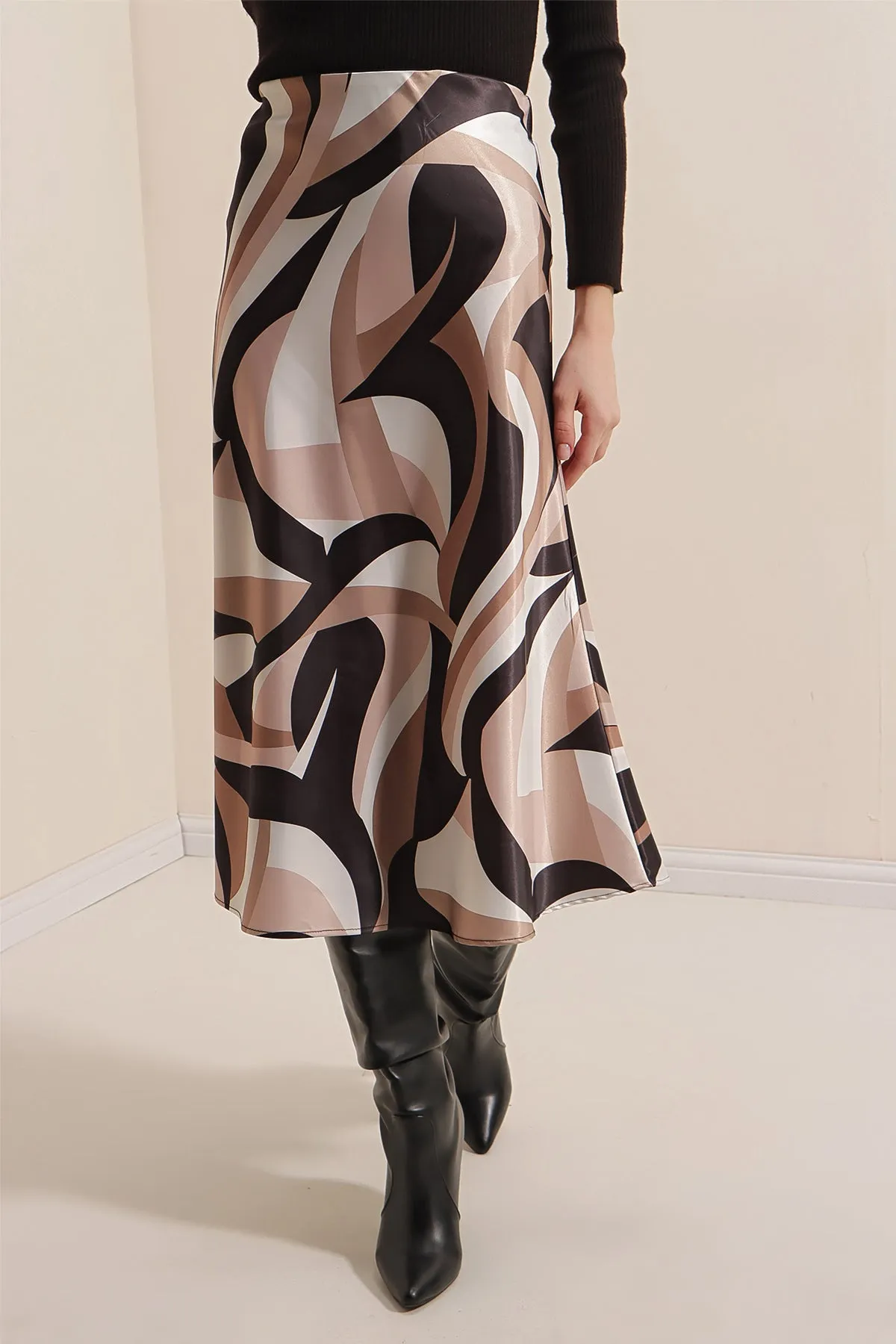 BGD Women Satin Skirt - Beige - Tamiami