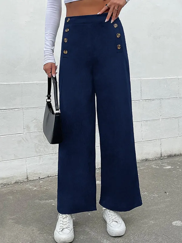 Bohemian Nautical Women's Sailor Button Casual Pants