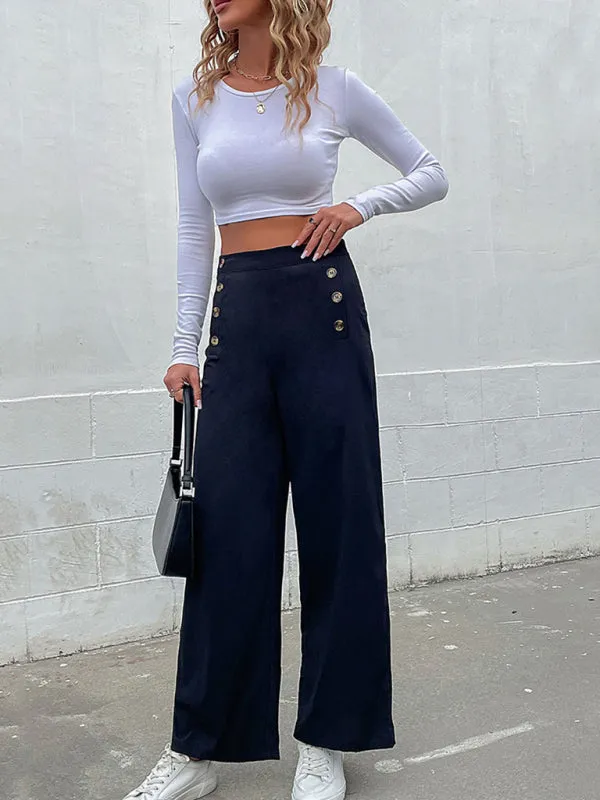 Bohemian Nautical Women's Sailor Button Casual Pants