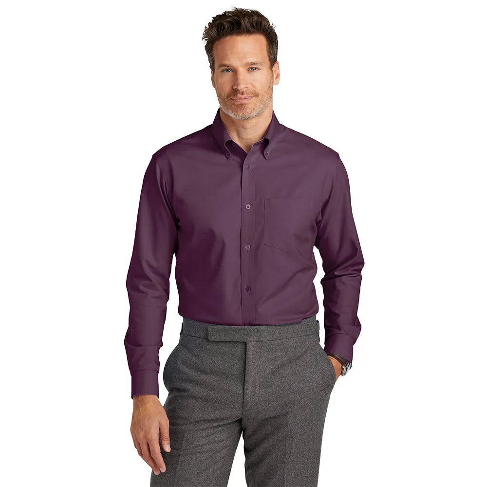 Brooks Brothers® Wrinkle-Free Stretch Nailhead Shirt - Navy Blazer/ Vintage Port