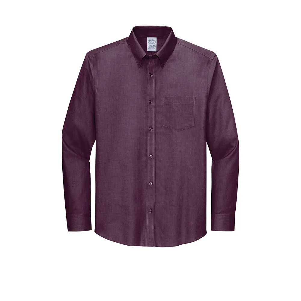 Brooks Brothers® Wrinkle-Free Stretch Nailhead Shirt - Navy Blazer/ Vintage Port