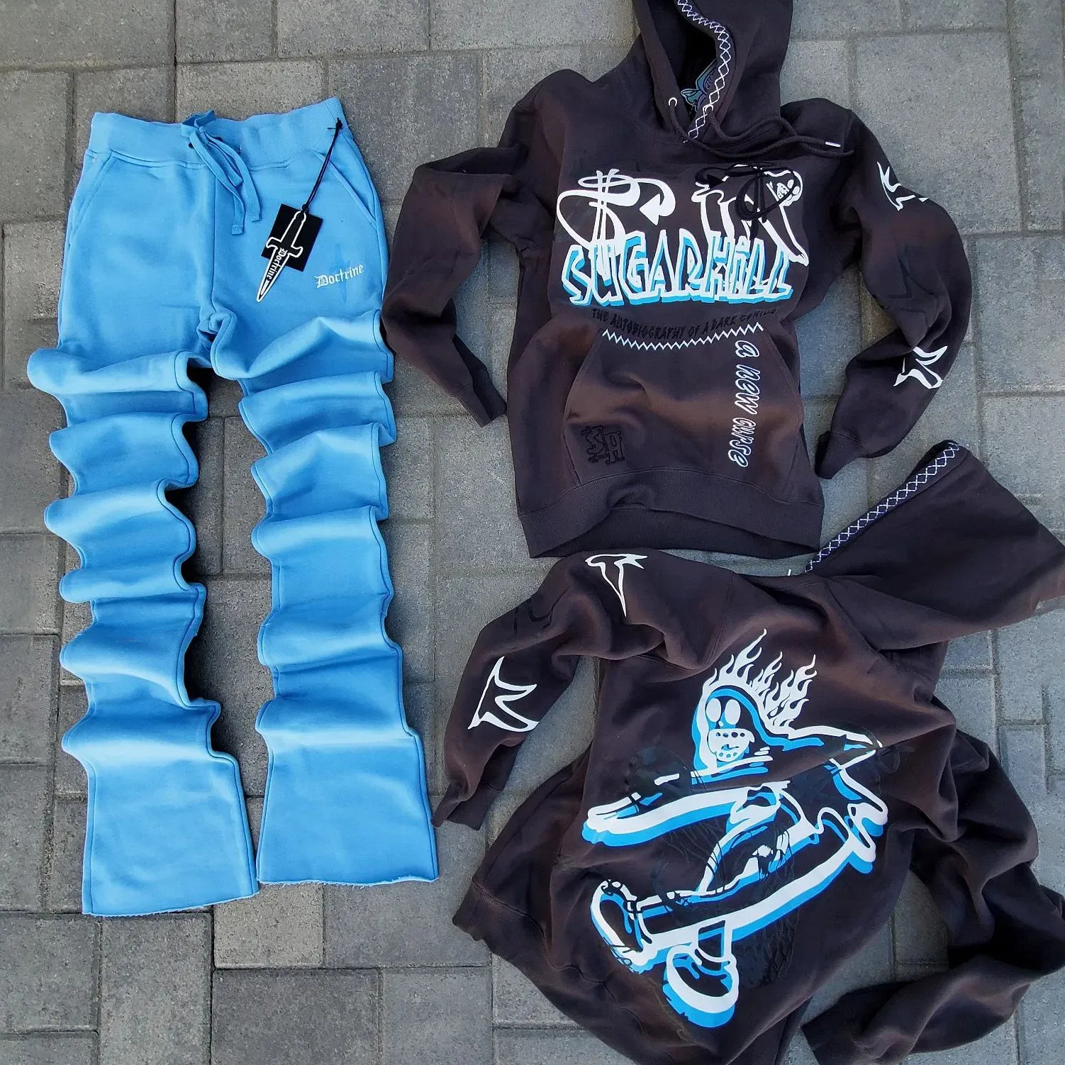 Fashionable Casual Printed Graphic Hoodie Set