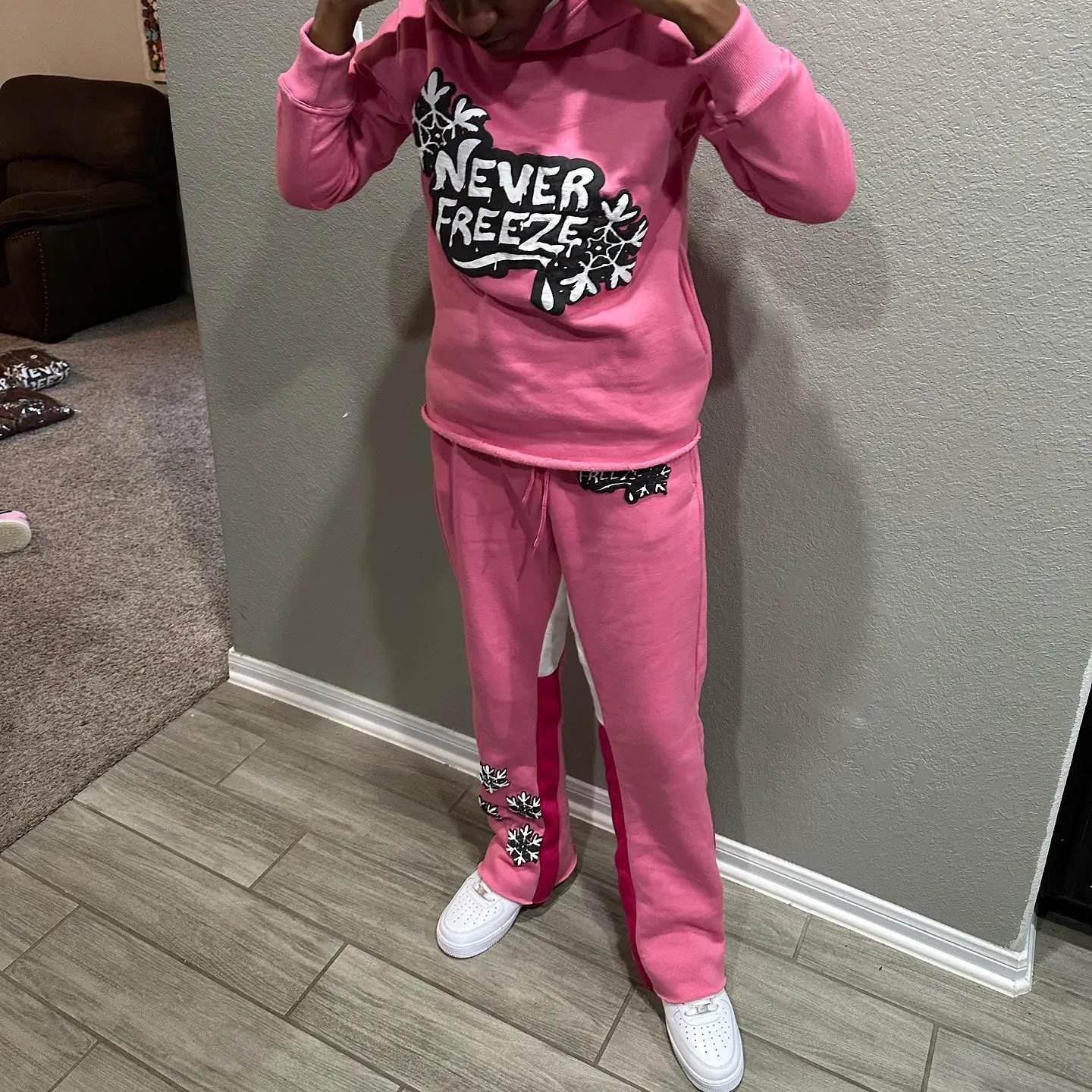 Fashionable personalized printed sports style hoodie set