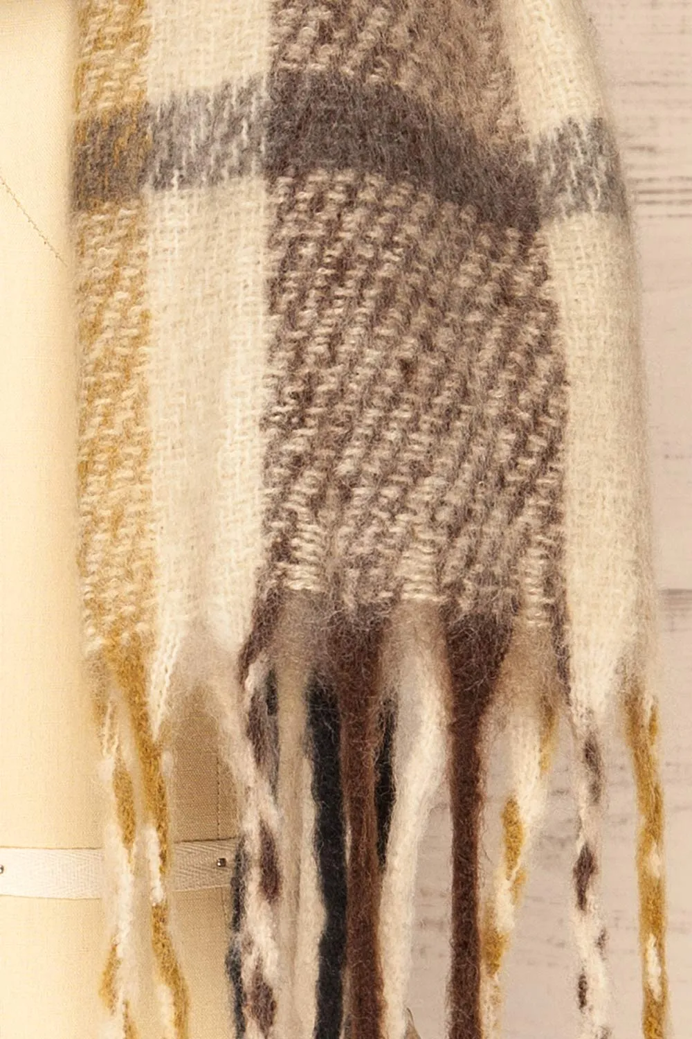 Lichfield Black | Fuzzy Knit Plaid Scarf