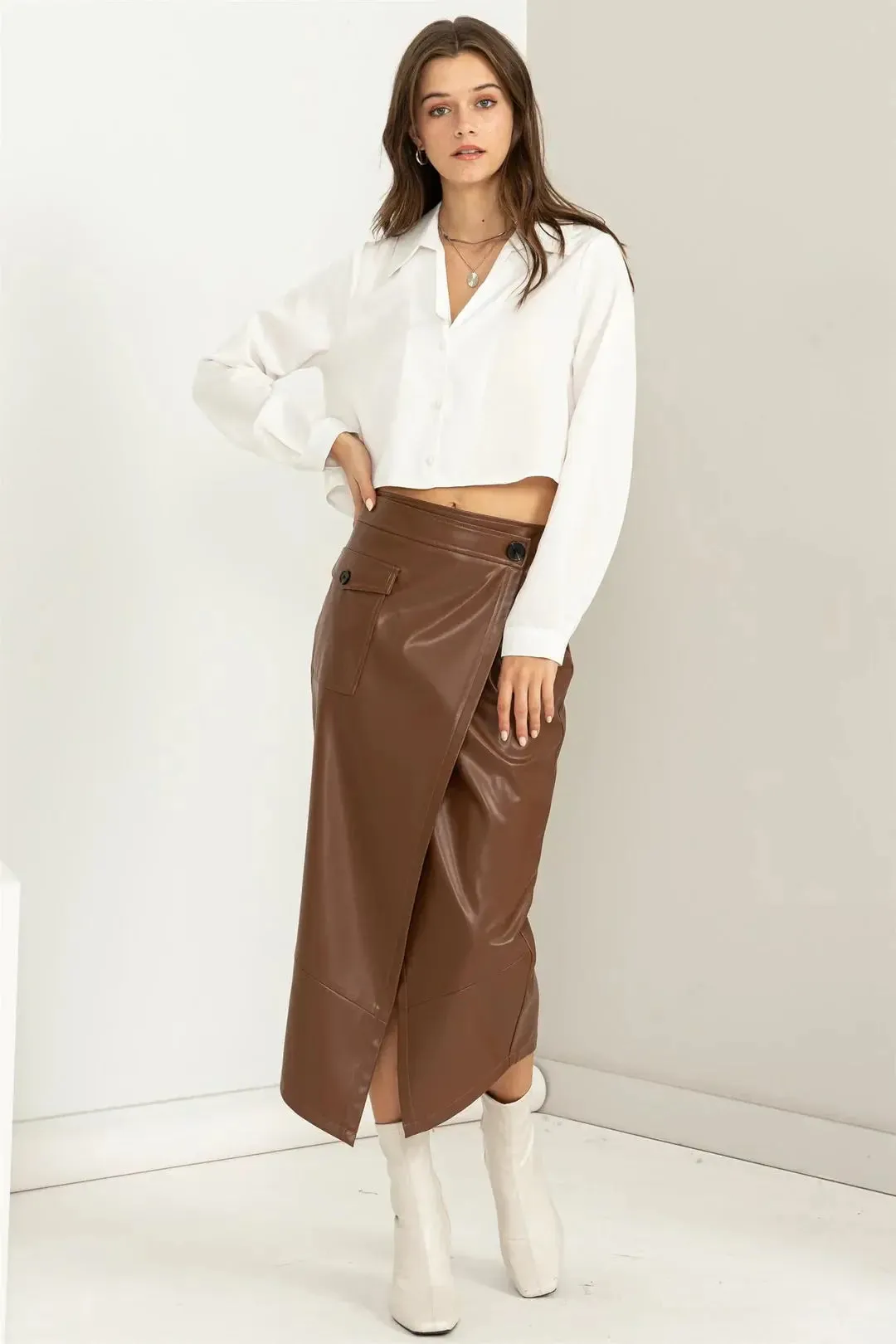 Love Vibes High-Waisted Wrap Midi Skirt – Chic & Trendy Statement Piece