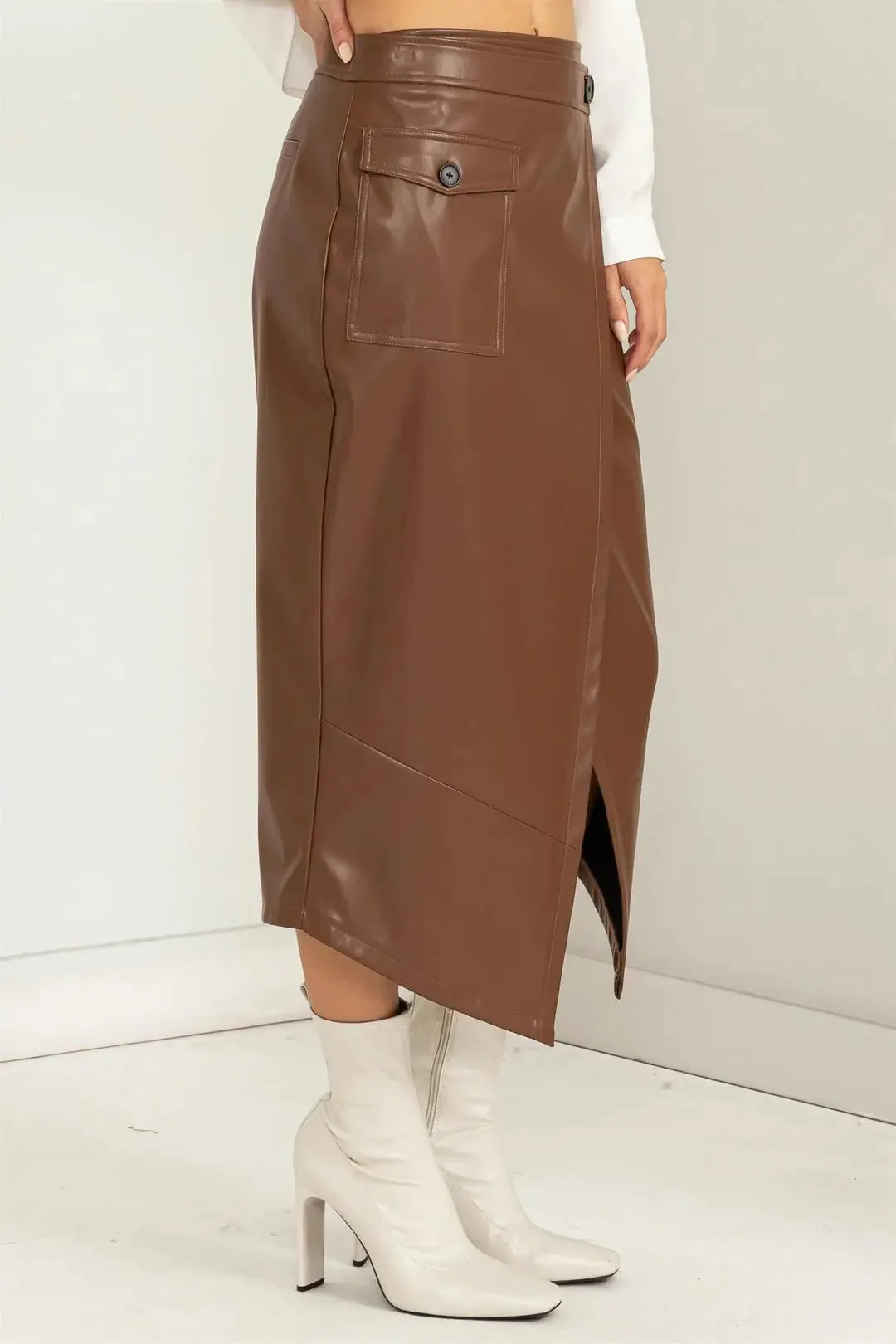 Love Vibes High-Waisted Wrap Midi Skirt – Chic & Trendy Statement Piece