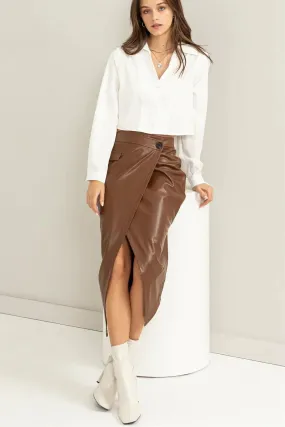 Love Vibes High-Waisted Wrap Midi Skirt – Chic & Trendy Statement Piece