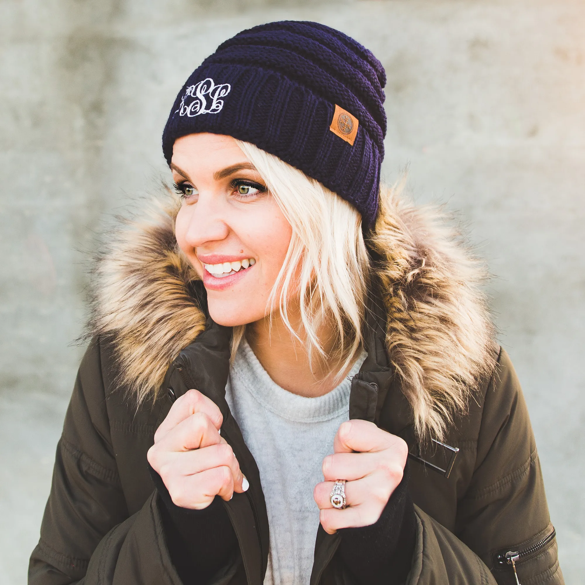 Monogrammed Slouchy Beanie