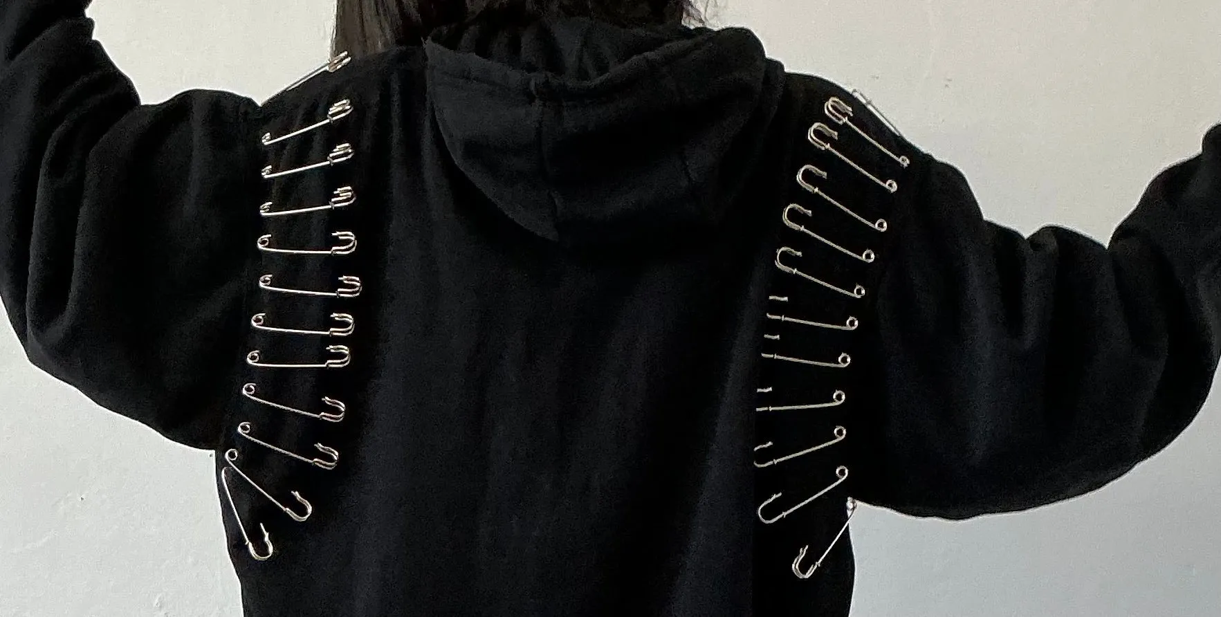Ragtofab -Reworked Hoodie - Rhinestone flame - pins