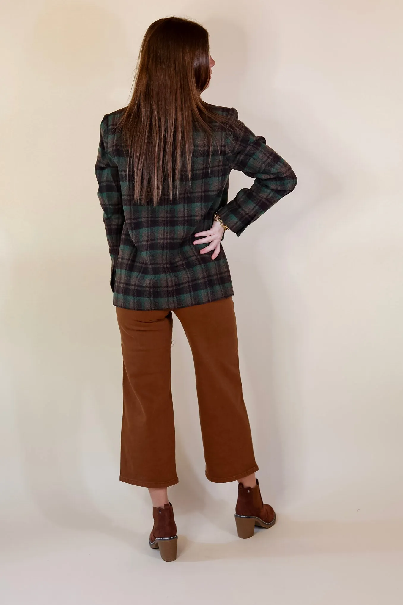 Ready For Anything Plaid Blazer in Brown and Green