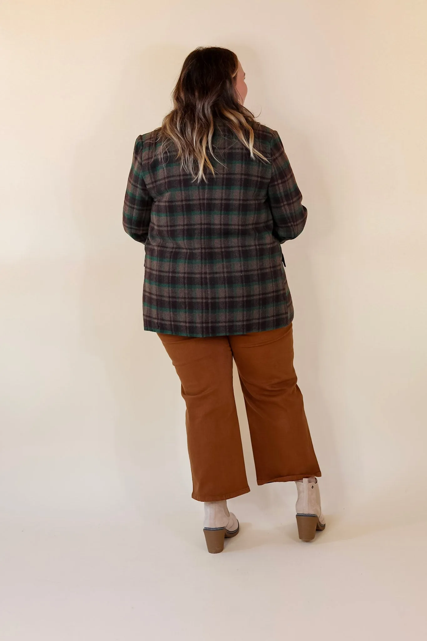 Ready For Anything Plaid Blazer in Brown and Green