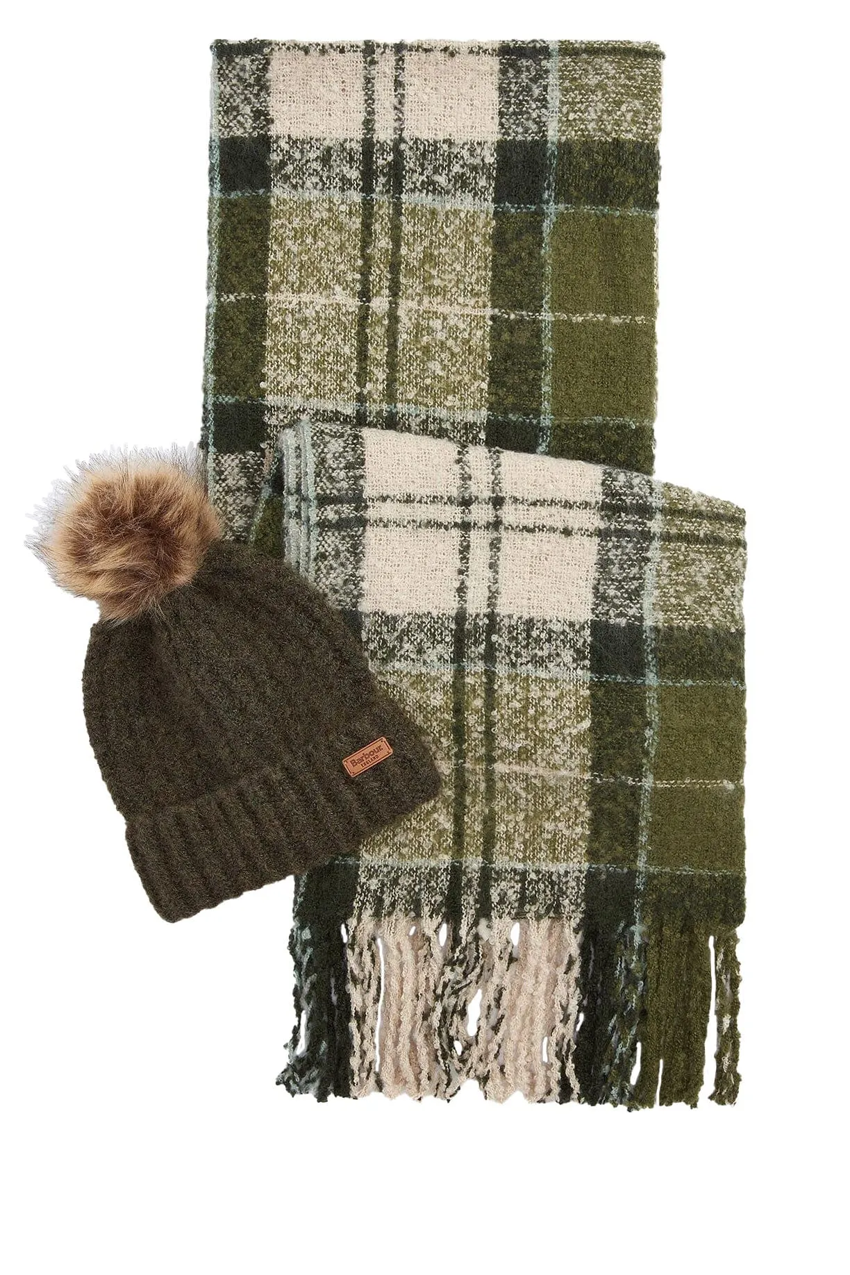 Saltburn Beanie And Tartan Scarf Gift Set - Ancient Loden