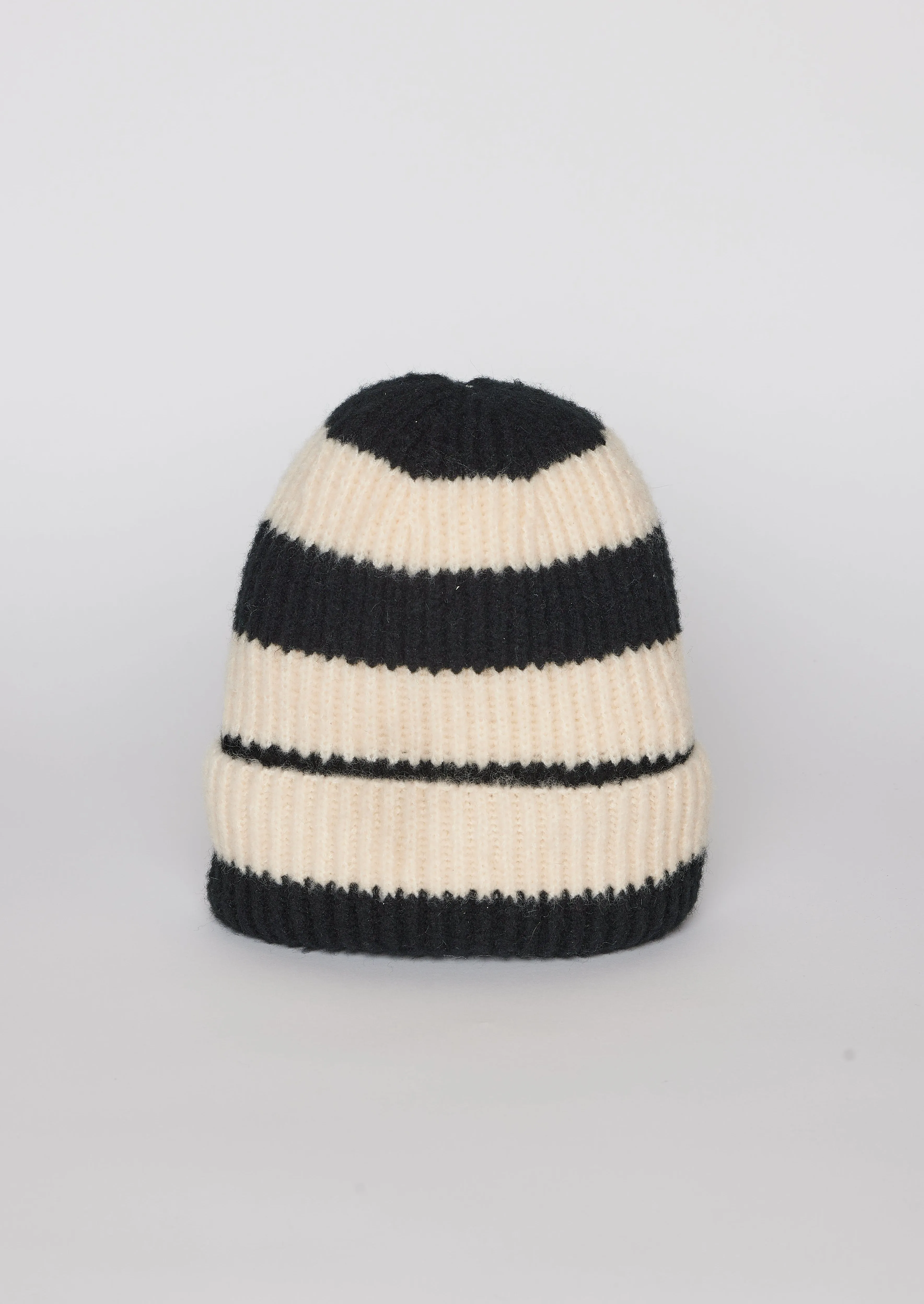 Stripe Beanie- Taupe/Ivory