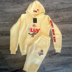 Stylish casual preppy graphic print hoodie set