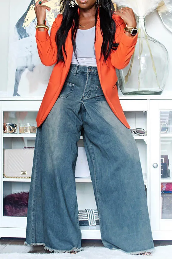 Stylish Lapel Neck Dual Pocket Blazer
