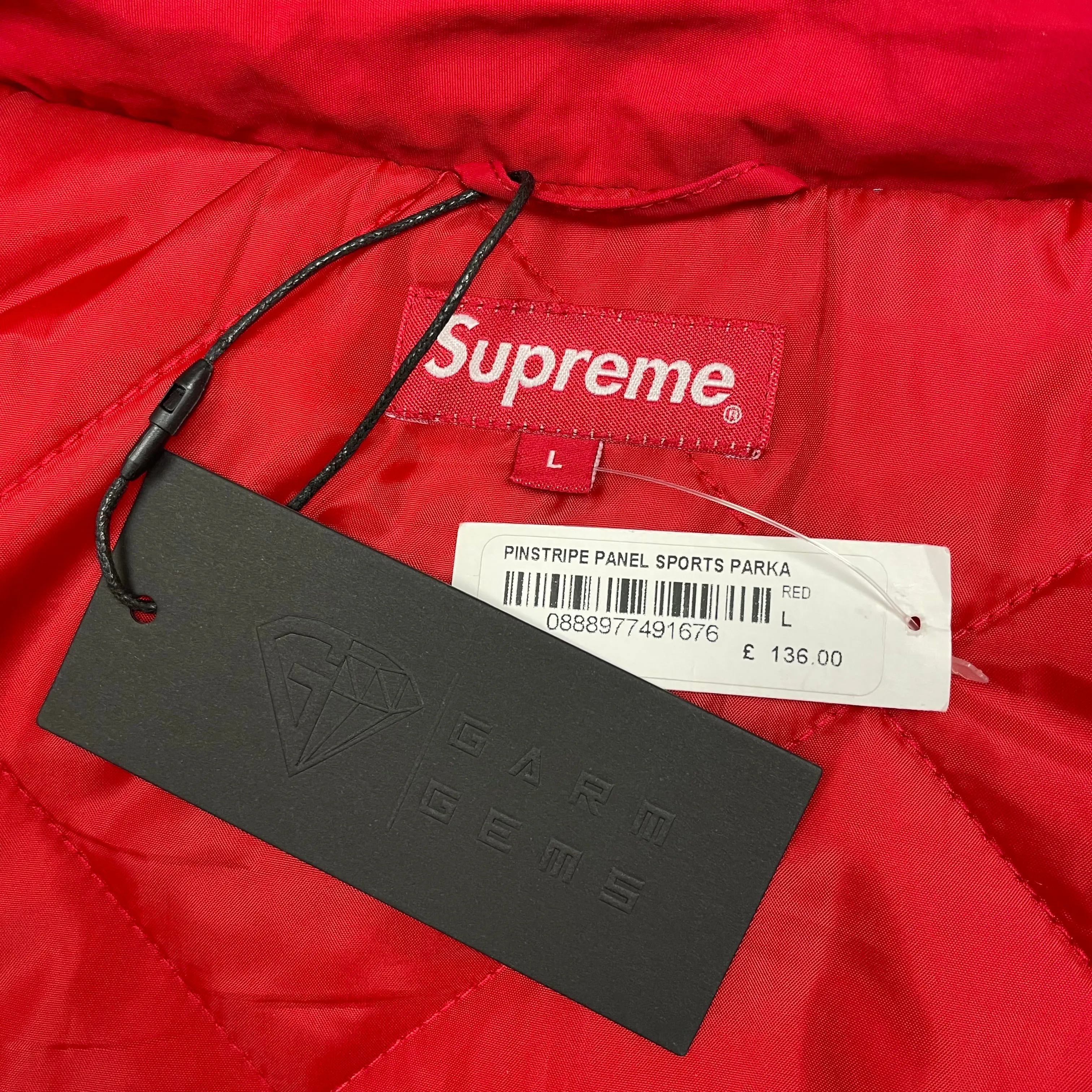 Supreme Pinstripe Panel Sports Parka Coat