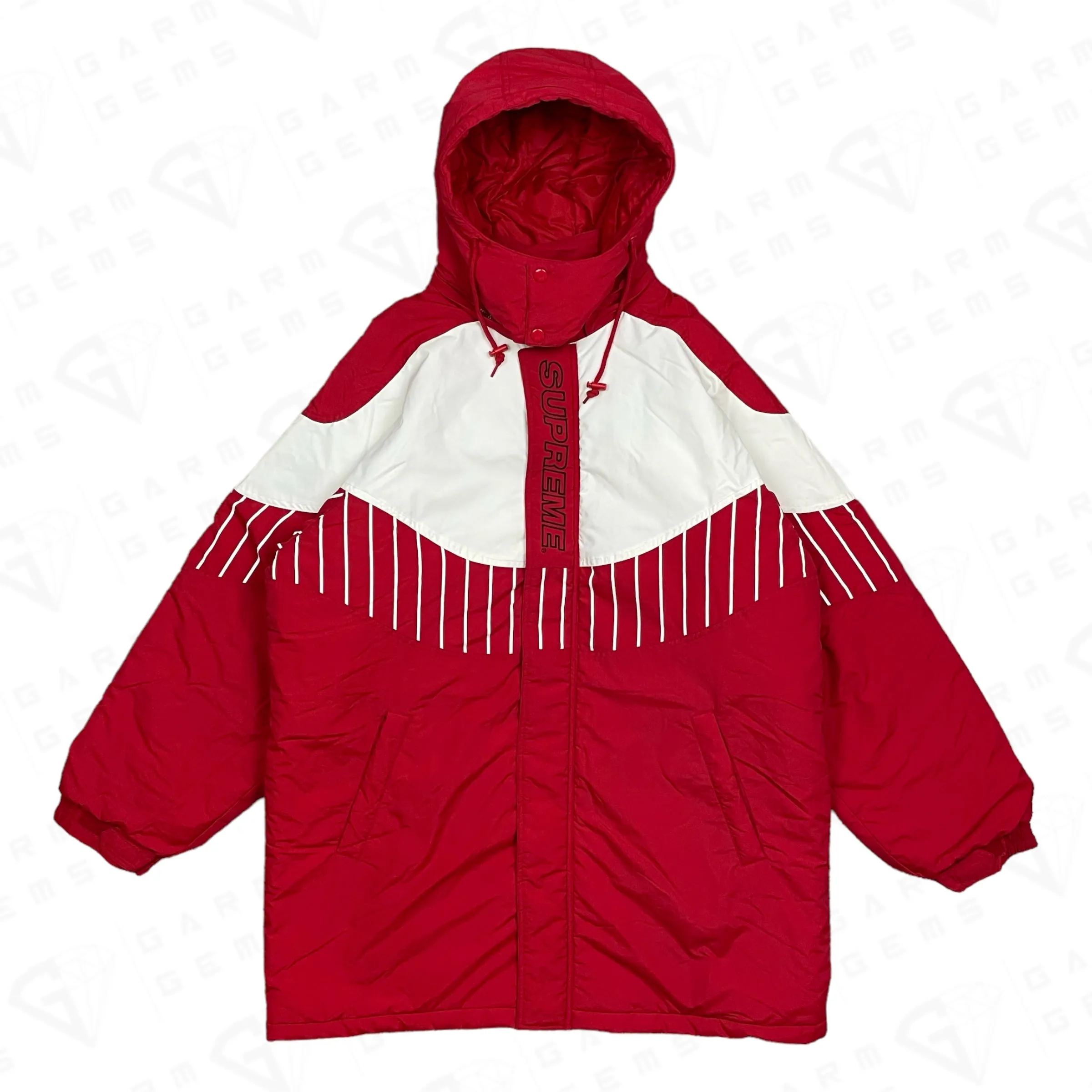 Supreme Pinstripe Panel Sports Parka Coat