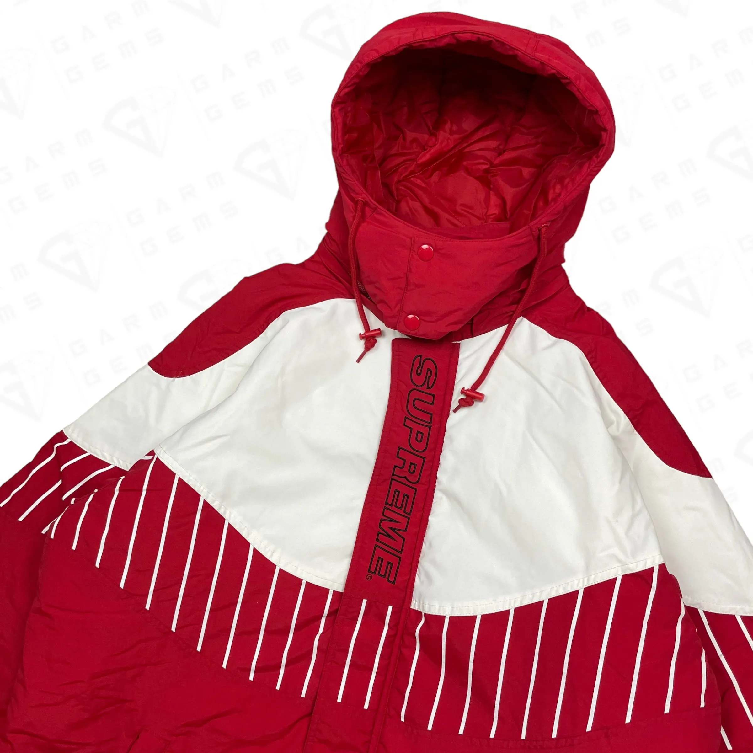 Supreme Pinstripe Panel Sports Parka Coat