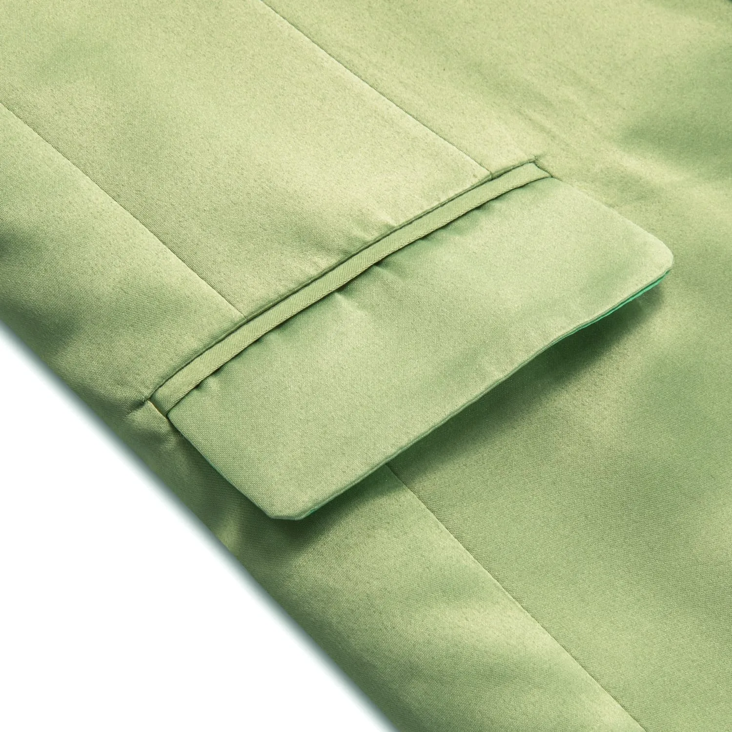 Ties2you Men's Suit Pear Green Satin Notched Collar Suit Jacket Slim Blazer
