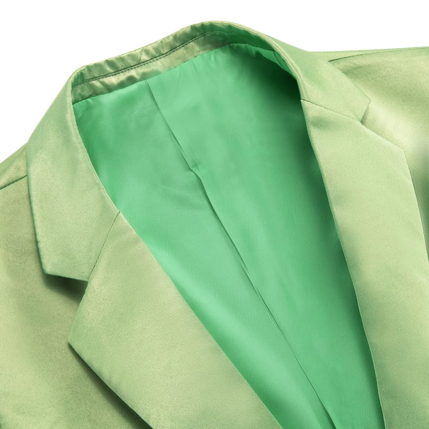 Ties2you Men's Suit Pear Green Satin Notched Collar Suit Jacket Slim Blazer
