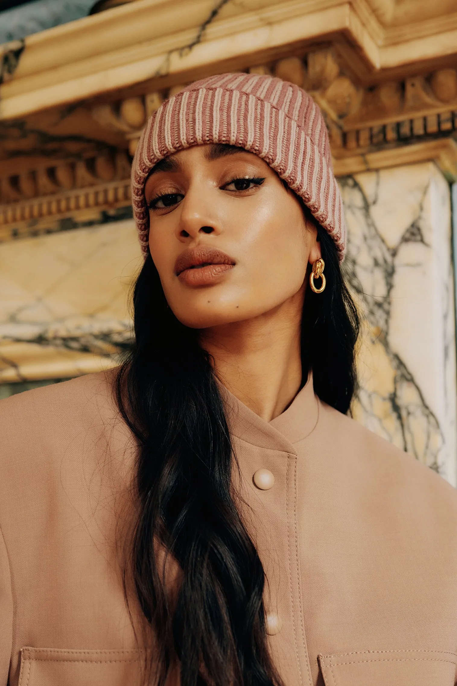 Two-Tone Cashmere Ski Beanie