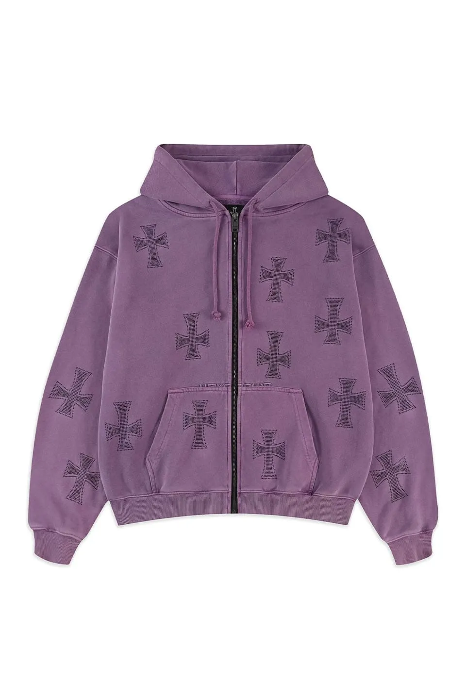 Washed Purple Black Rhinestone Hoodie